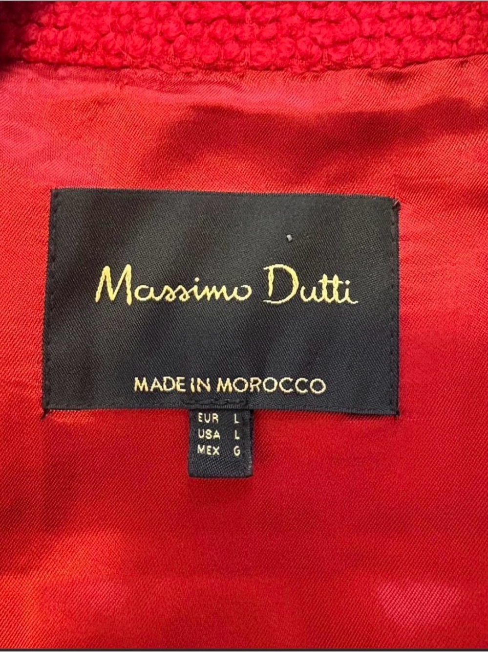 Massimo Dutti Red Textured Wool Pea Coat - Picture 2 of 5